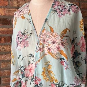 DIVIDED H&M Seafoam Floral Kimono